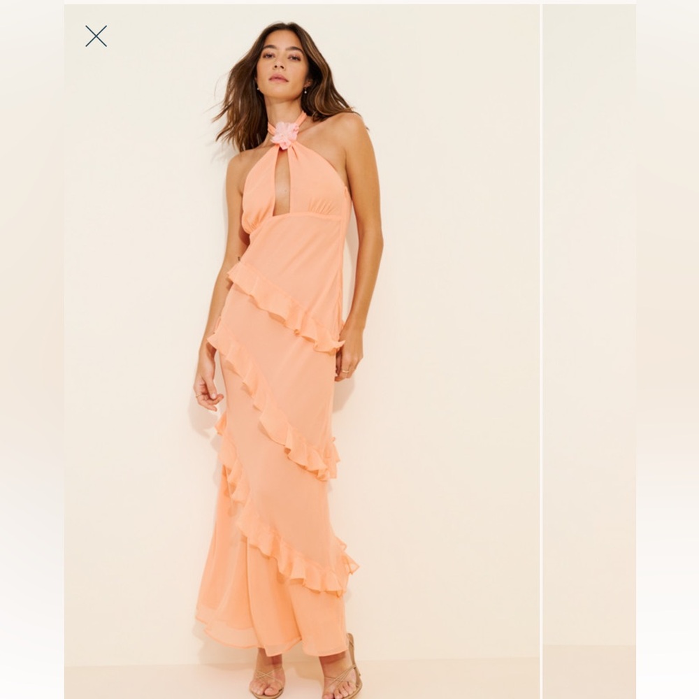 For Love And Lemons Coral Chiffon Dress